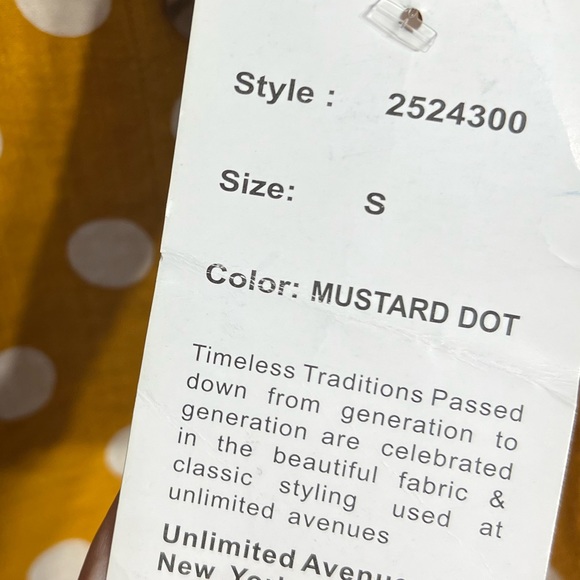 REBELLION AGAIN Mustard Yellow White
Polka Dot Print Button Midi A-Line Dress / - Picture 14 of 14